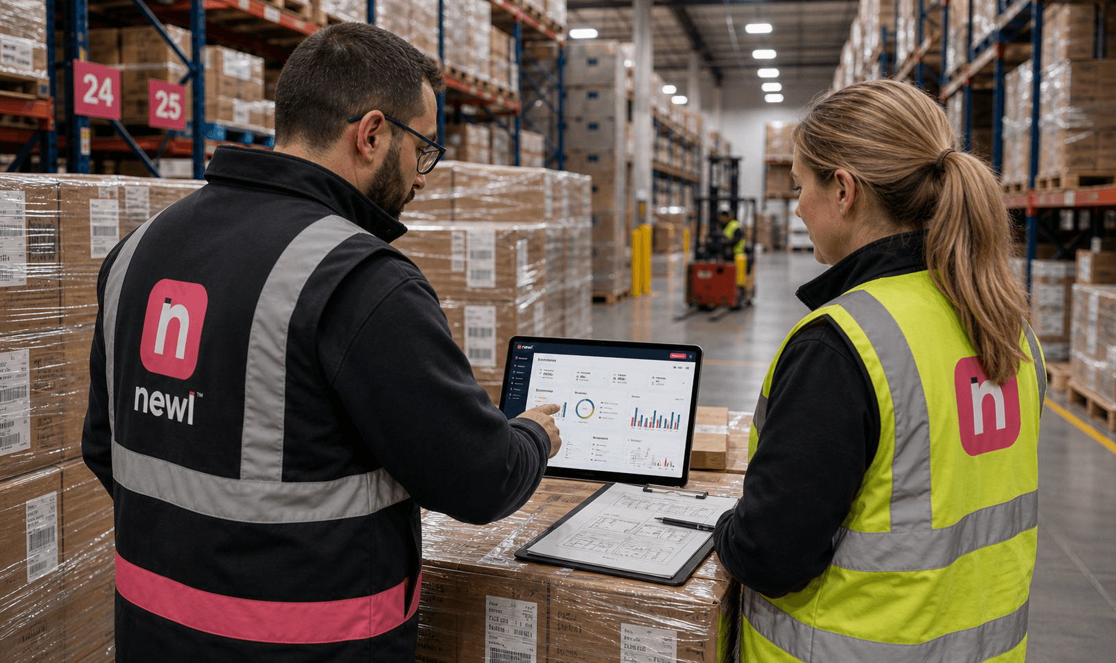 Newl logistics team reviewing warehouse and freight requirements