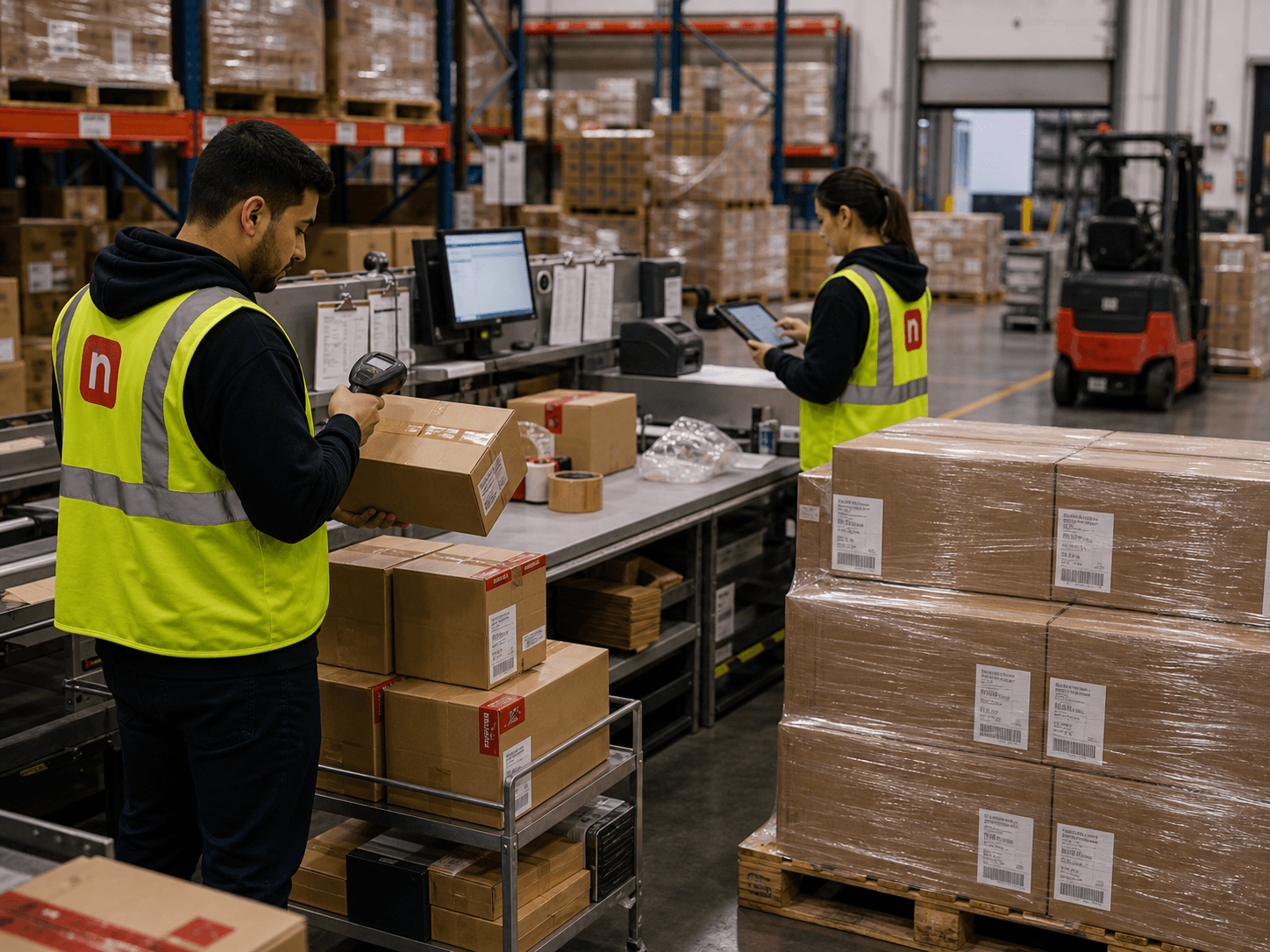 Newl warehouse team preparing wholesale cartons and pallet orders for distribution