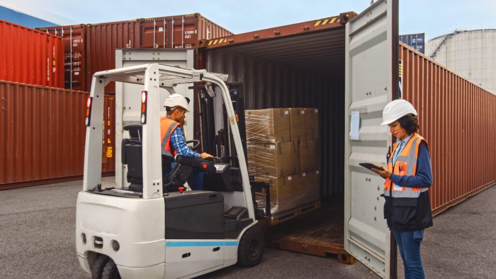 LTL freight truck being loaded